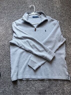 Polo by Ralph Lauren Light Gray Quarter-Zip Sweater